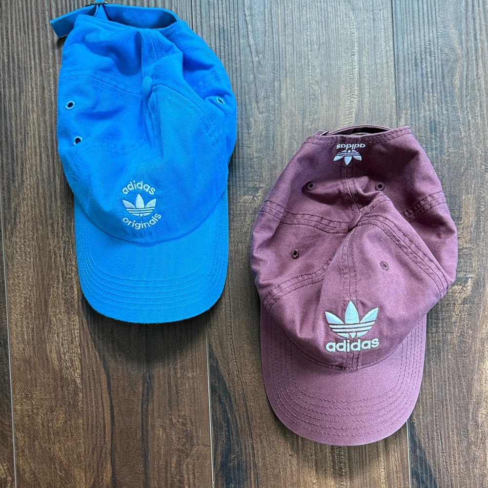 Adidas Originals Blue and Burgundy Caps - sold together